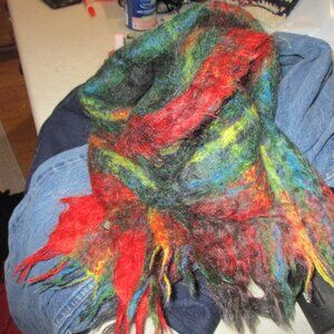 100% Mohair Rainbow Colorful Scarf Vintage